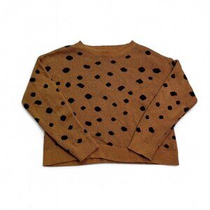 Playful Polka Dot Brown and Black Crew Neck Pullover 1901 Sweater - L